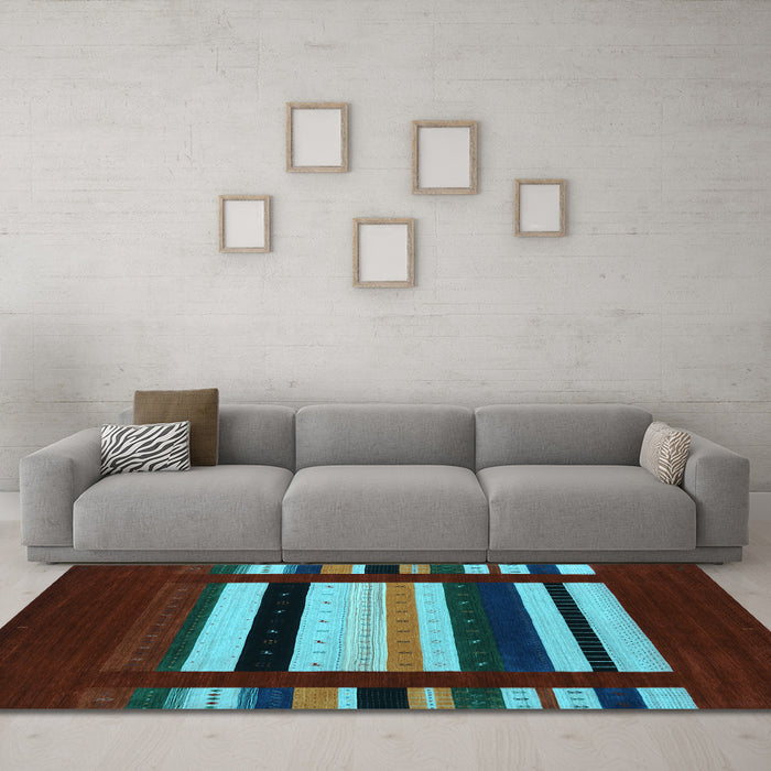 Machine Washable Abstract Light Blue Contemporary Rug in a Living Room, wshcon1915lblu