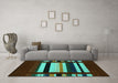 Machine Washable Abstract Turquoise Contemporary Area Rugs in a Living Room,, wshcon1915turq