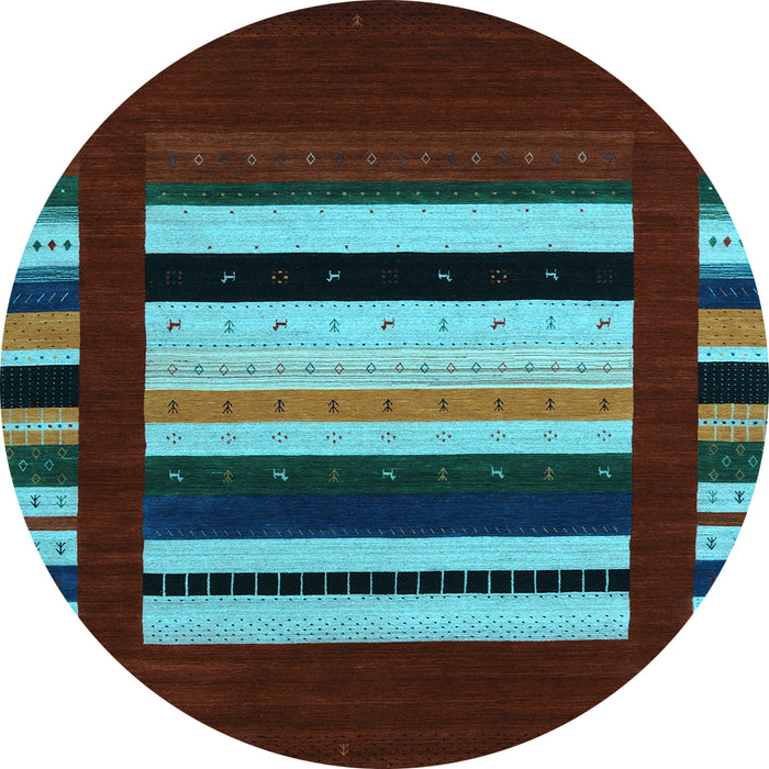 Round Abstract Light Blue Contemporary Rug, con1915lblu