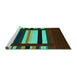 Sideview of Machine Washable Abstract Turquoise Contemporary Area Rugs, wshcon1915turq