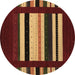 Round Abstract Brown Contemporary Rug, con1915brn