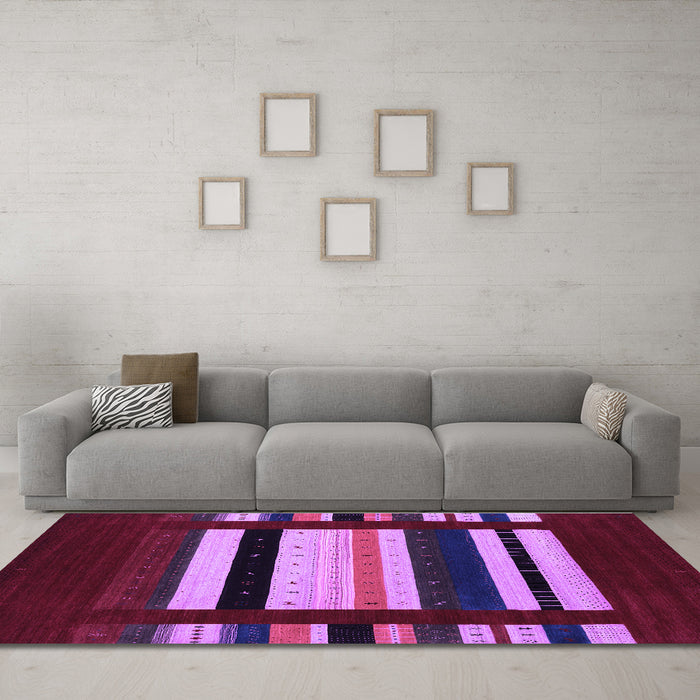 Machine Washable Abstract Purple Contemporary Area Rugs in a Living Room, wshcon1915pur