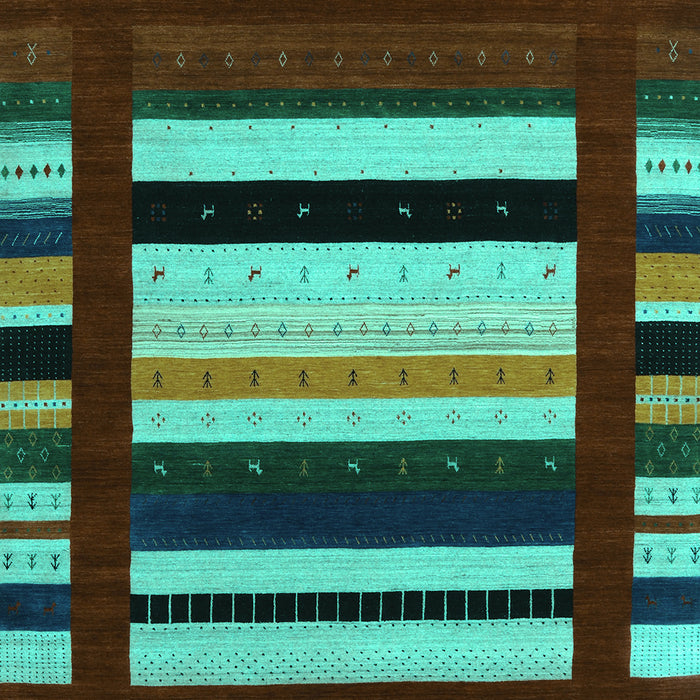 Machine Washable Abstract Turquoise Contemporary Area Rugs, wshcon1915turq