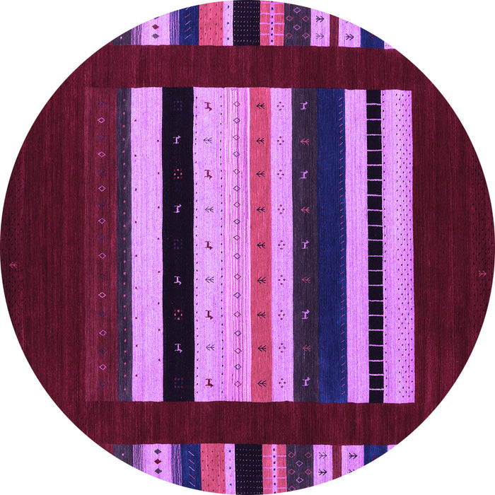 Round Machine Washable Abstract Purple Contemporary Area Rugs, wshcon1915pur