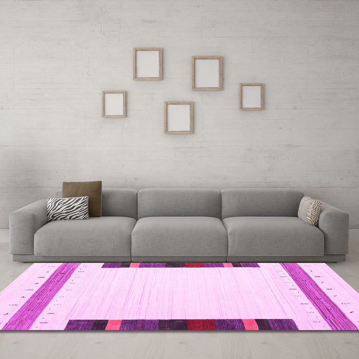 Machine Washable Solid Pink Modern Rug in a Living Room, wshcon1916pnk