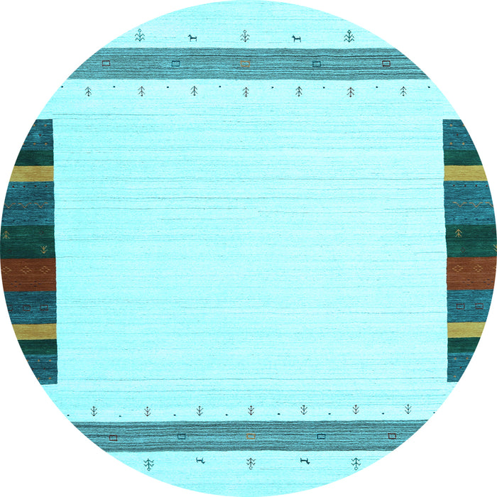 Round Solid Light Blue Modern Rug, con1916lblu