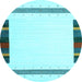 Round Solid Light Blue Modern Rug, con1916lblu