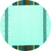 Round Solid Turquoise Modern Rug, con1916turq