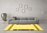 Machine Washable Solid Yellow Modern Rug, wshcon1916yw