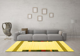 Machine Washable Solid Yellow Modern Rug in a Living Room, wshcon1916yw