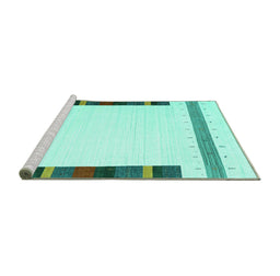 Sideview of Machine Washable Solid Turquoise Modern Area Rugs, wshcon1916turq