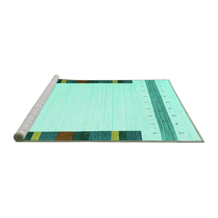 Sideview of Machine Washable Solid Turquoise Modern Area Rugs, wshcon1916turq