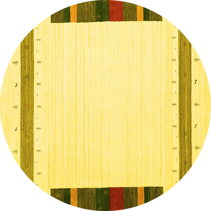 Round Solid Yellow Modern Rug, con1916yw