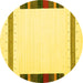 Round Solid Yellow Modern Rug, con1916yw