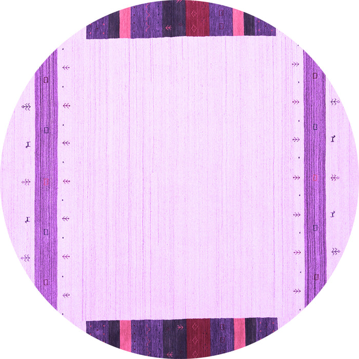 Round Machine Washable Solid Purple Modern Area Rugs, wshcon1916pur