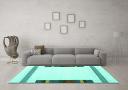 Machine Washable Solid Turquoise Modern Area Rugs in a Living Room,, wshcon1916turq