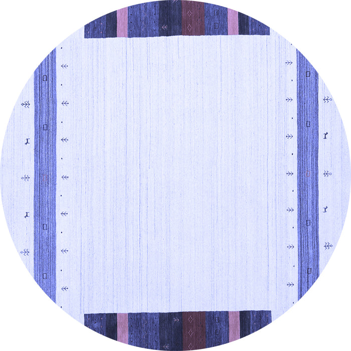 Round Machine Washable Solid Blue Modern Rug, wshcon1916blu