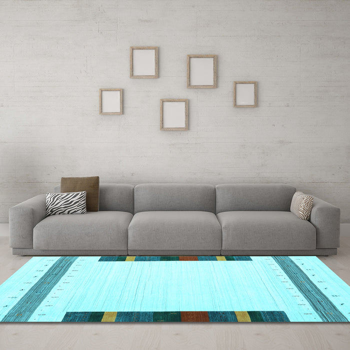 Machine Washable Solid Light Blue Modern Rug in a Living Room, wshcon1916lblu