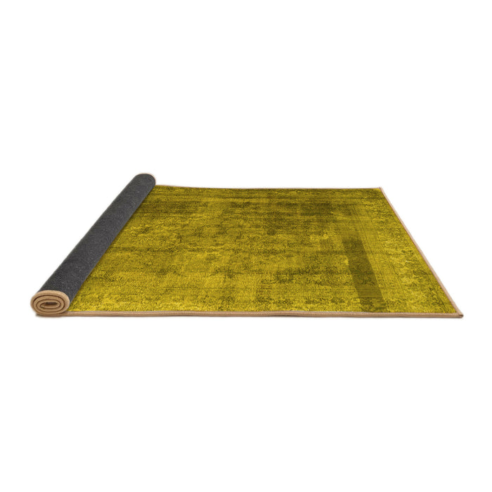 Sideview of Abstract Yellow Contemporary Rug, con1917yw