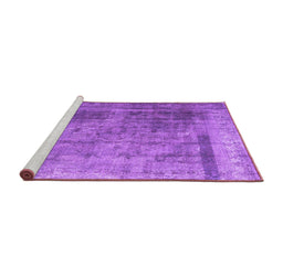 Sideview of Machine Washable Abstract Purple Contemporary Area Rugs, wshcon1917pur