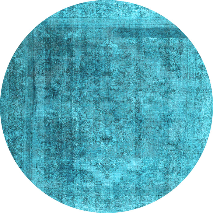 Round Abstract Light Blue Contemporary Rug, con1917lblu