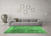 Machine Washable Abstract Emerald Green Contemporary Area Rugs in a Living Room,, wshcon1917emgrn