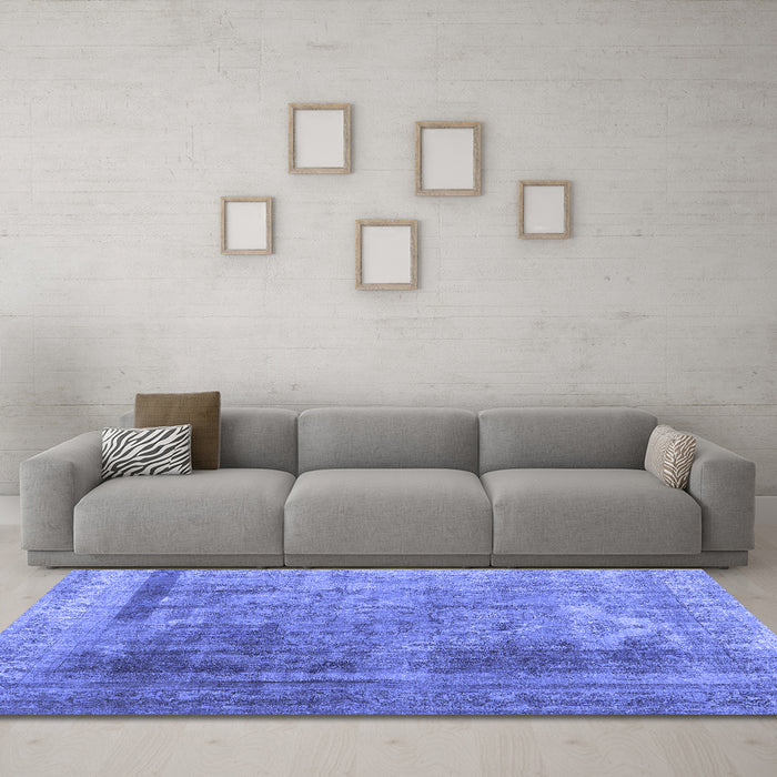 Machine Washable Abstract Blue Contemporary Rug in a Living Room, wshcon1917blu