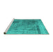 Sideview of Machine Washable Abstract Turquoise Contemporary Area Rugs, wshcon1917turq