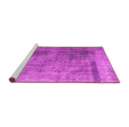 Sideview of Machine Washable Abstract Pink Contemporary Rug, wshcon1917pnk