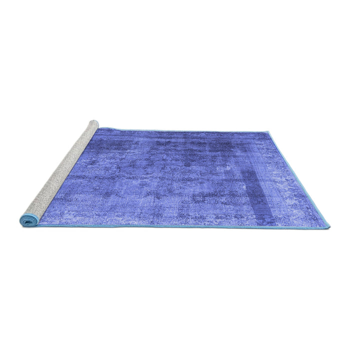Sideview of Machine Washable Abstract Blue Contemporary Rug, wshcon1917blu