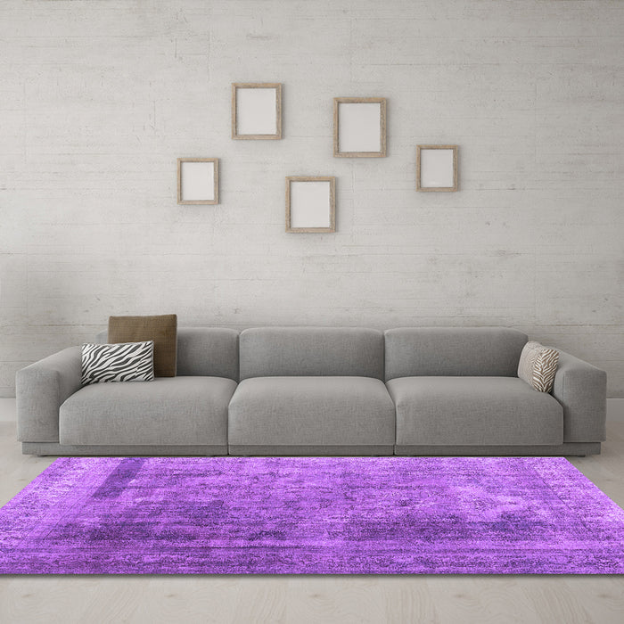 Machine Washable Abstract Purple Contemporary Area Rugs in a Living Room, wshcon1917pur