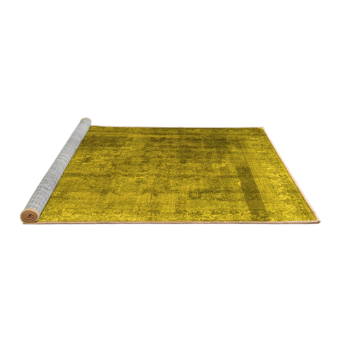 Sideview of Machine Washable Abstract Yellow Contemporary Rug, wshcon1917yw