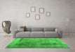 Machine Washable Abstract Green Contemporary Area Rugs in a Living Room,, wshcon1917grn