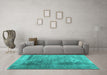 Machine Washable Abstract Turquoise Contemporary Area Rugs in a Living Room,, wshcon1917turq