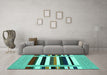 Machine Washable Abstract Turquoise Contemporary Area Rugs in a Living Room,, wshcon1918turq