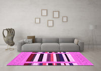 Machine Washable Abstract Pink Contemporary Rug, wshcon1918pnk