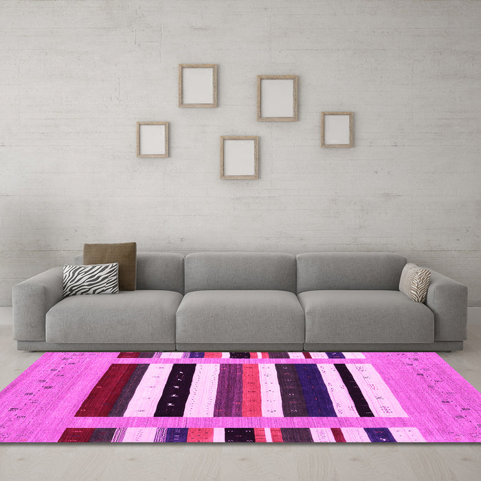 Machine Washable Abstract Pink Contemporary Rug in a Living Room, wshcon1918pnk