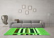 Machine Washable Abstract Green Contemporary Area Rugs in a Living Room,, wshcon1918grn