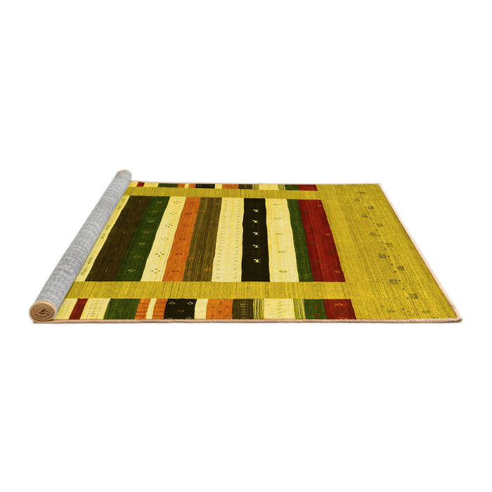 Sideview of Machine Washable Abstract Yellow Contemporary Rug, wshcon1918yw