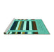 Sideview of Machine Washable Abstract Turquoise Contemporary Area Rugs, wshcon1918turq