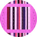 Round Abstract Pink Contemporary Rug, con1918pnk