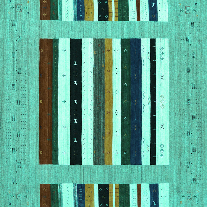 Square Abstract Turquoise Contemporary Rug, con1918turq