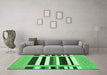 Machine Washable Abstract Emerald Green Contemporary Area Rugs in a Living Room,, wshcon1918emgrn