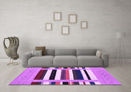 Machine Washable Abstract Purple Contemporary Area Rugs in a Living Room, wshcon1918pur