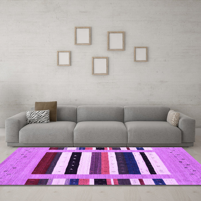 Machine Washable Abstract Purple Contemporary Area Rugs in a Living Room, wshcon1918pur