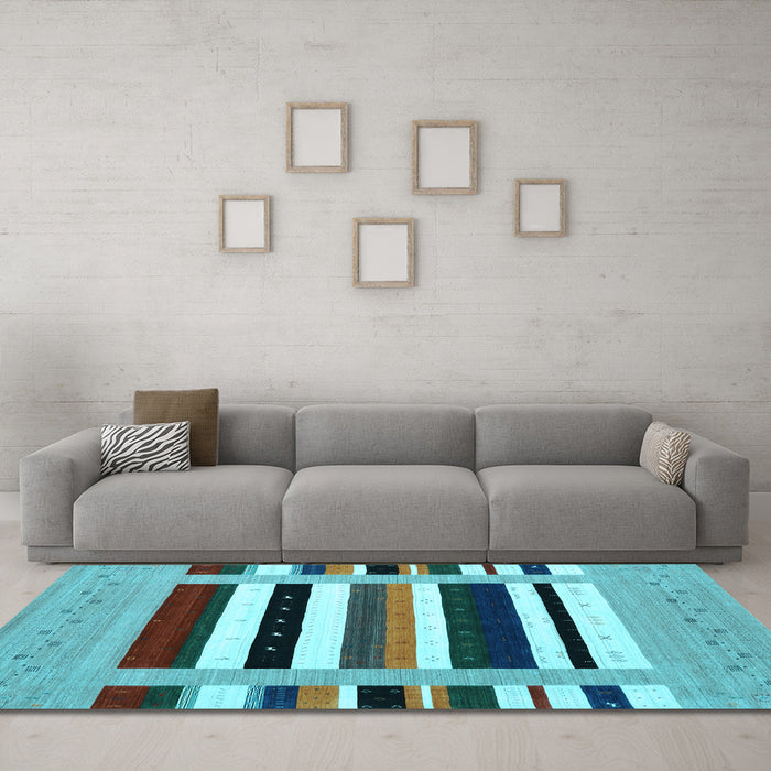 Machine Washable Abstract Light Blue Contemporary Rug in a Living Room, wshcon1918lblu