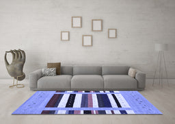 Machine Washable Abstract Blue Contemporary Rug in a Living Room, wshcon1918blu