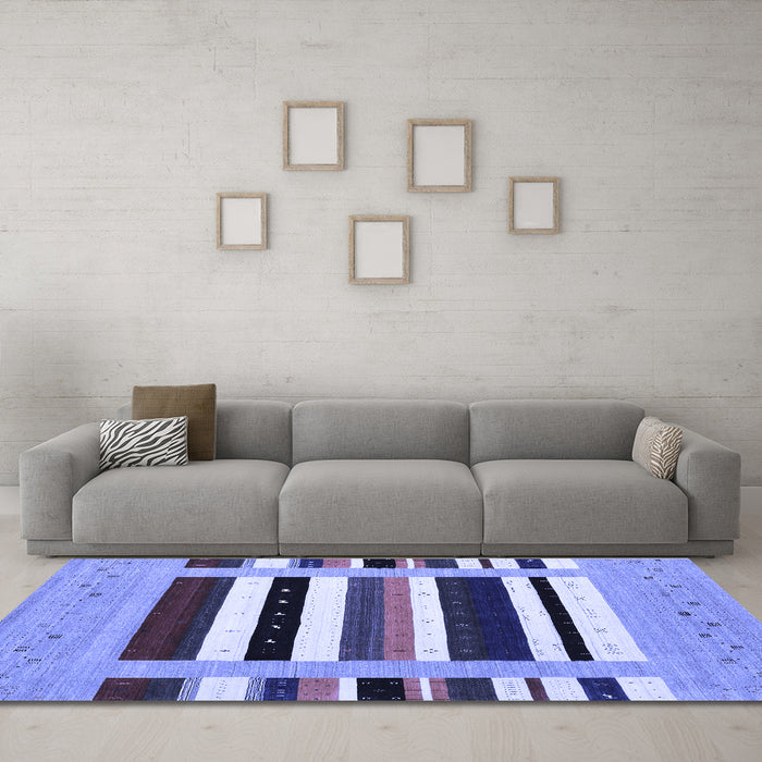 Machine Washable Abstract Blue Contemporary Rug in a Living Room, wshcon1918blu