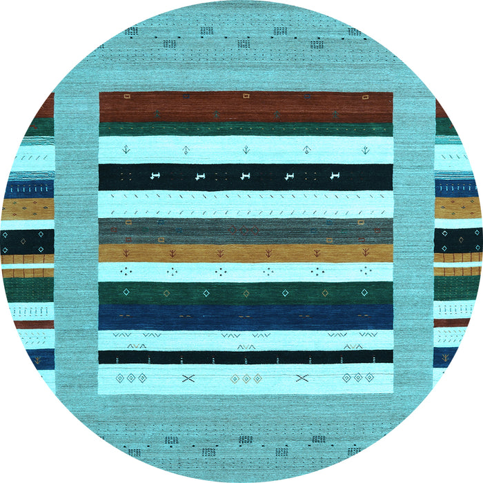 Round Machine Washable Abstract Light Blue Contemporary Rug, wshcon1918lblu