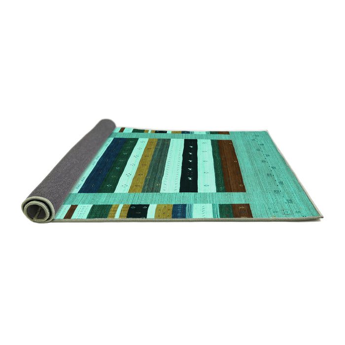 Sideview of Abstract Turquoise Contemporary Rug, con1918turq